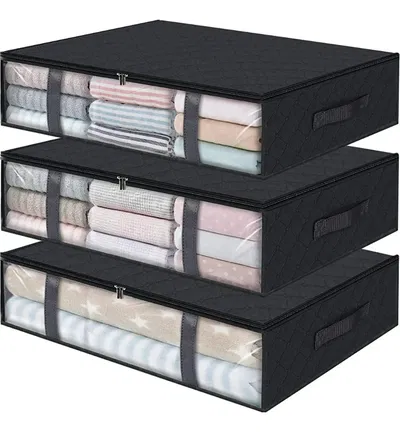 Organizador Bajo Cama Tela Con Visor Pvc Mediano