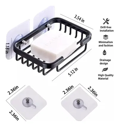 Jabonera De Baño Autoadhesiva Resistente Aluminio