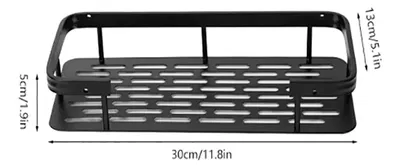 Estante Repisa Con Adhesivos Para Ducha, Baño y Cocina – Organizador  Metálico Negro Mate