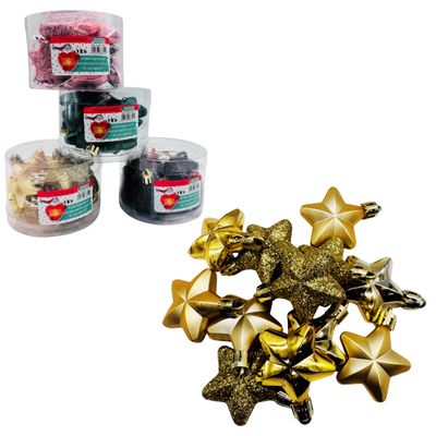 Set estrellas adorno Navidad 5 cm x12u
