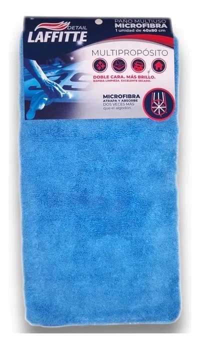Microfibra 40x80 Cm Autos Detailing Secado Rapido Limpieza Azul Laffite