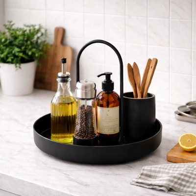 Bandeja de acero decorativa organizadora