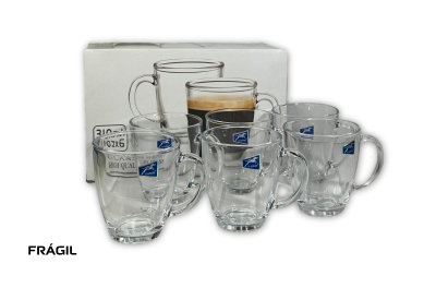 Tazas de Vidrio con Asa – 310 ml x unidad