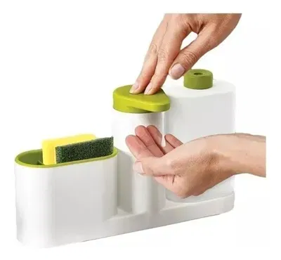Organizador Bacha Cocina 3 En 1 Dispenser Esponja Detergente