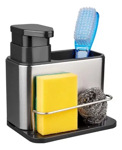Dispenser Detergente Porta Esponja Cocina Acero Inoxidable