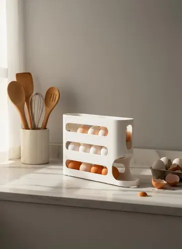 Huevera Plástica Contenedor De Huevos Para Heladera O Mesada Color Blanco