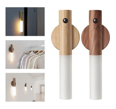 Lámpara nocturna extraible led recargable con diseño madera 