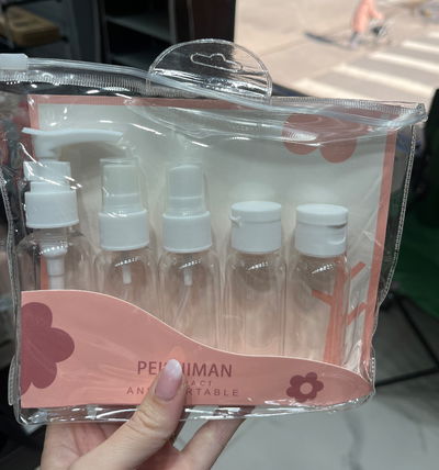 Set porta cosméticos crema para viaje 