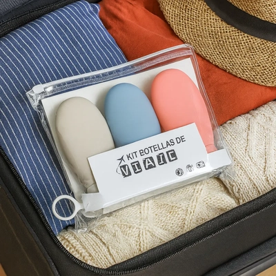 KIT BOTELLITAS PARA VIAJE COSMETICOS CREMA SHAMPOO