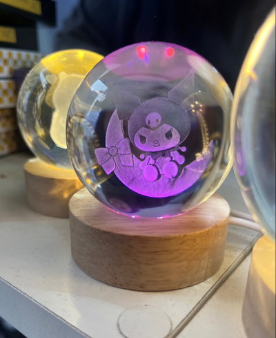 Esfera cristal con luz 3 D tamaño pequeño