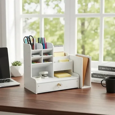 Organizar para escritorio con cajon color blanco