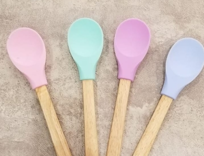 Cuchara Silicona Mango Madera Reposteria Cocina 30cm