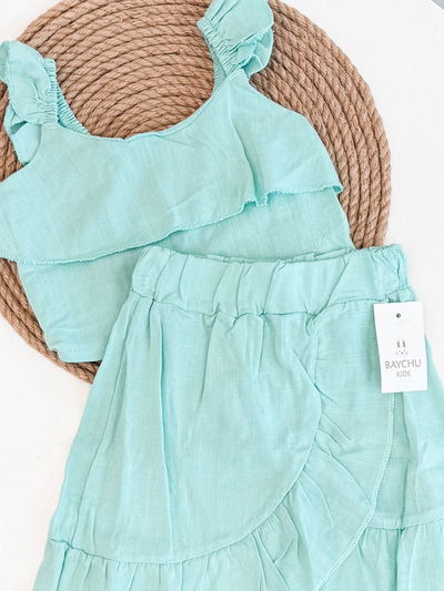 Conjunto lino (top + pollera)