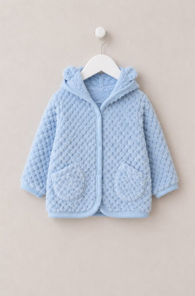 Campera piel celeste