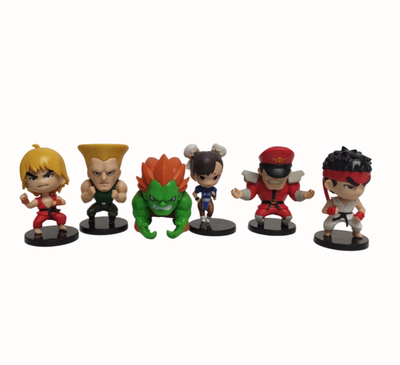 Street Fighter. Set 6 Gashapones. Ken- Ryu- Guile- Blanka- Chun Li- Bison.