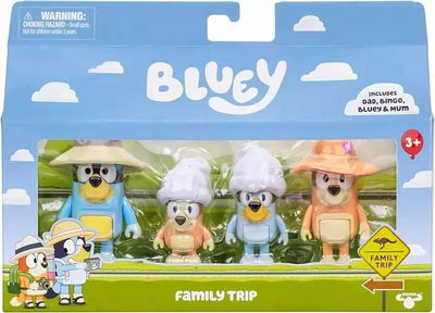 Bluey. Viaje Familiar set de 4 figuras. (Family Pack) 