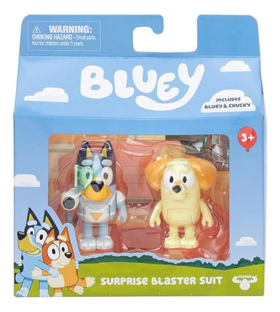 Bluey Set 2 Figuras Bluey y Chucky Surprise Blaster Suit