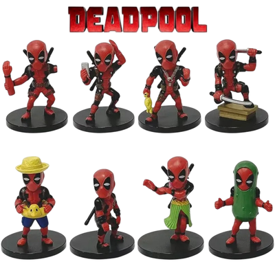Marvel. DEADPOOL set de 8 figuras Coleccionables 8cm distintas poses y cosplays.