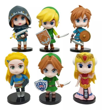 La leyenda de Zelda.  LINK y la PRINCESA ZELDA set x 6 simil Nendoroid.