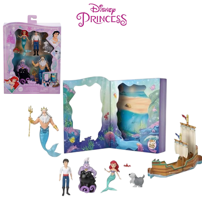 Disney Princesas. Cuentos de Ariel La Sirenita. Pack 6 Personajes. Mattel.