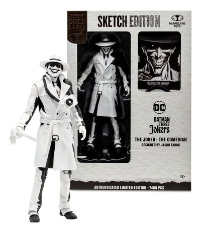 Figura de acción Joker Comedian  Sketch Edition Gold Label. McFarlane DC Multiverse.