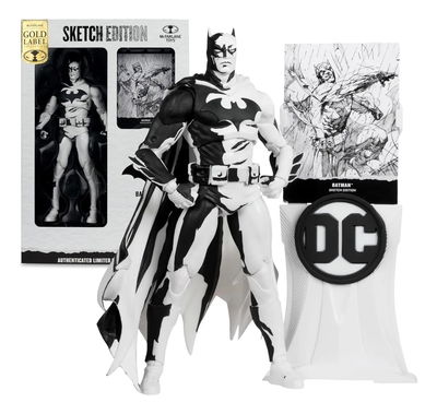 Figura De Batman Hush Sketch Edition etiqueta dorada.  Mcfarlane Toys Dc Multiverse.