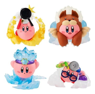  KIRBY. Set de 4 minifiguras de Kirby's Adventure (cocinero, animal, de hielo y Doctor).