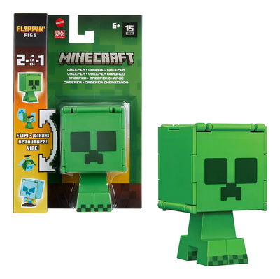 Minecraft. Figura Flippin' Figs 2 En 1 CREEPER + CREEPER CARGADO. Mattel Nuevo.