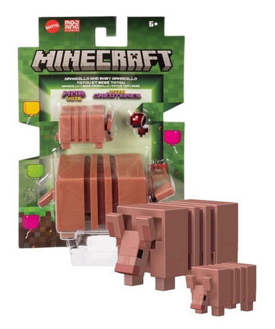 Minecraft Vanilla. Juego De Figuras De Acción Armadillo y Armadillo Bebé.Mattel.