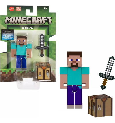 Minecraft. Figura de acción Steve con accesorios. Nuevo. Mattel.