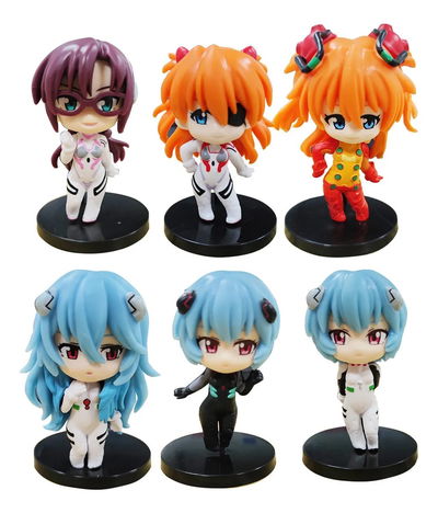 Neon Genesis Evangelion. Set 6 figuras versión Mini Q – Kawai. 10 cm.