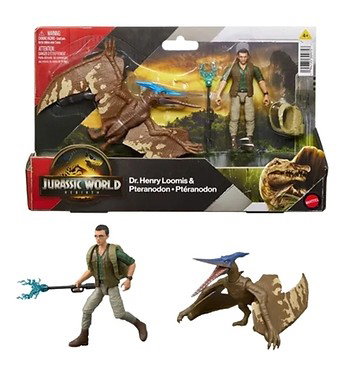  Jurassic World Rebirth. Pack de figuras Dr. Loomis y el Pteranodon. a escala de 9,5 cm.