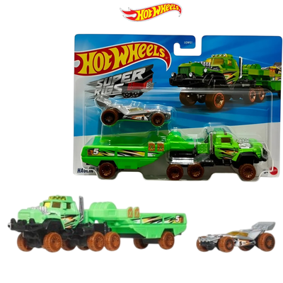 Hot Wheels Super Rigs. Haulin’ Horsepower.  Semirremolque + vehículo a escala 1:64