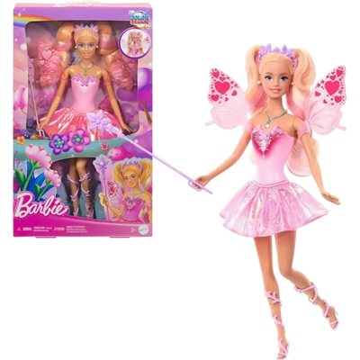 Barbie. Hada de Fantasía con Alas y Conjunto Cambian de Color.  Varita y Accesorios.