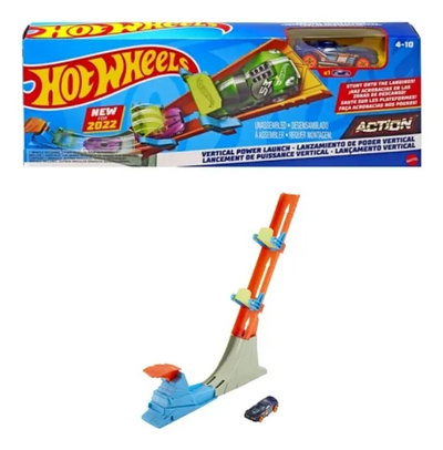 Hot Wheels. Acrobacias Clásicas. Lanzamiento de Poder Vertical incluye vehículo esc. 1:64.