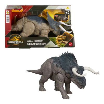 Jurassic World: El Renacer. NASUTOCERATOPS.  Rugido salvaje. Oficial Mattel Nuevo.