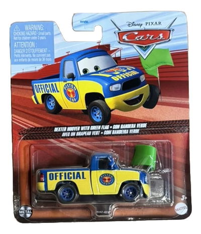 Cars - DEXTER HOOVER CON BANDERA VERDE- Metal. Escala 1:55. Disney y Pixar.Mattel.