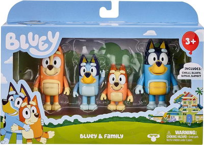Bluey. Set De 4 Figuras Bluey y Familia. Original