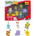 Pokémon Multipack 6 Figuras. PIKACHU-EEVEE-SCORBUNNY-DITTO-SOBBLE-GROOKEY.