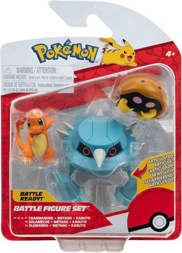 Pokémon Figuras Coleccionables De Batalla X3. KABUTO-CHARMANDER-METANG.
