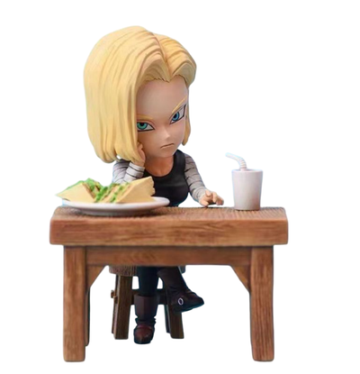 Dragon Ball Z. ANDROIDE 18  (escena comiendo) 7 cm.