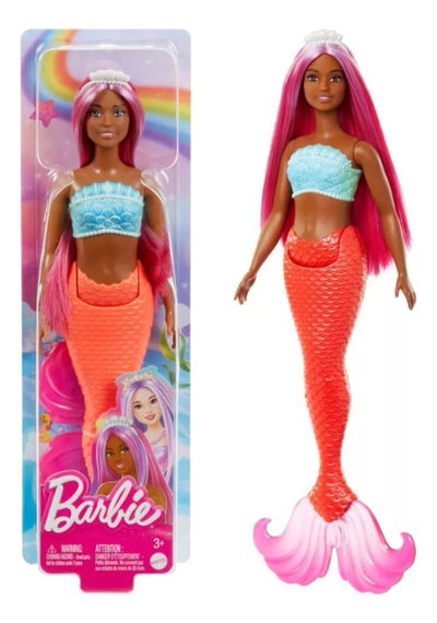 Barbie Fantasía Muñeca Sirena Cabello Rosa.