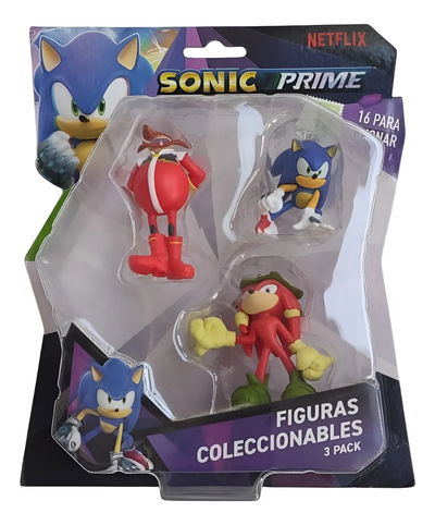 Sonic Prime. Set 3 Figuras Sonic- Dr. Eggman- Gnarly Knuckles. Sega - Netflix. 
