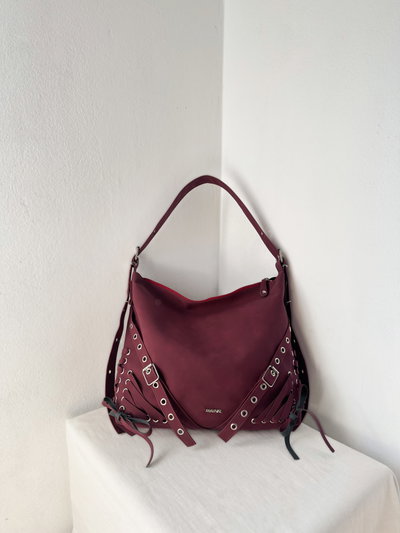  Bolso Kim bordo gastado
