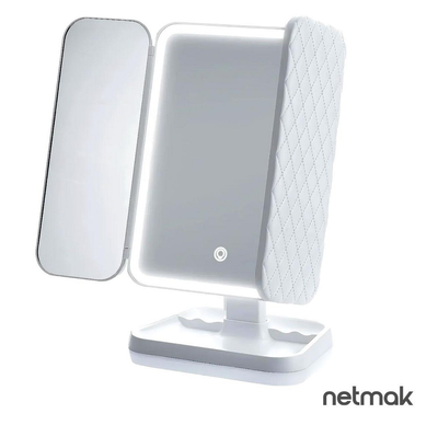  ESPEJO DE MAQUILLAJE NM-MIRROR TRIPLE C/LUZ LED NETMAK 