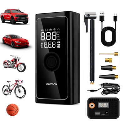 COMPRESOR DE AIRE C/POWERBANK NM-CA101 NETMAK