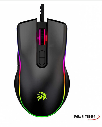 MOUSE GAMER NETMAK NM-GM53 USB NEGRO RGB /4 VELOCIDADES/ 7 TECLAS