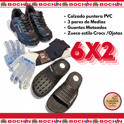 6x2 Calzado puntera de seguridad Ojotas/Zueco + guantes + medias
