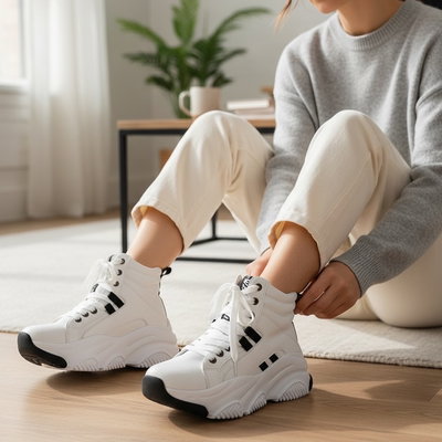 Bota Urbana con plataforma Blanca