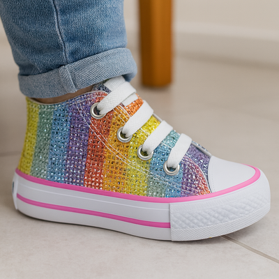 Zapatilla Botitas Niñas brillos shine Arcoiris 